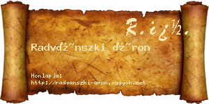 Radvánszki Áron névjegykártya