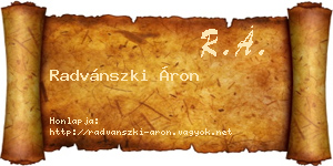 Radvánszki Áron névjegykártya