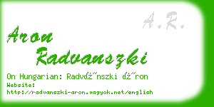 aron radvanszki business card